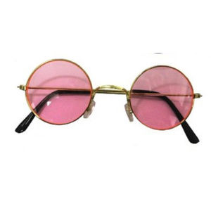 New Lennon Style Pink Lens Round Hippie Sunglasses